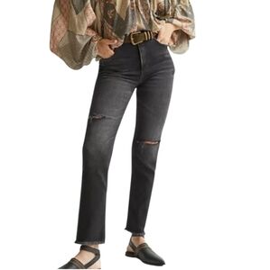 Pilcro Vintage Straight Distressed Women's Black Distressed Jeans Size 26